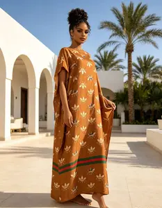 2026 New Women's 2 Piece Multicolor Geometric Print Kaftan Maxi Dress with Matching Scarf, Silky Loose Satin Robe, Plus Size Friendly, Beach Cover Up, Casual Wear, Resort Vacation & Evening Party Wear, S # moo moo and scarf semmer head wrap outdoor summer
