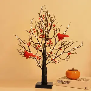 Little Red Bird Tree Lantern Christmas and Spring Festival Red Fruit Decorative Lantern LED Colorful Lantern Festival Light Decoration Ornaments