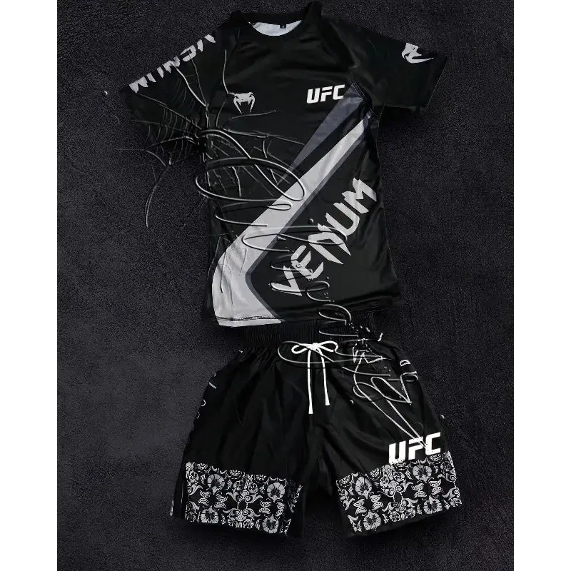 2026 Summer Bestseller New Boxing Suit Men's UFC Enthusiasts Fighting Night Quick Drying Training Shorts Set Fitness Set