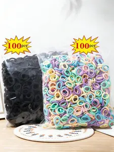 200 Pcs Mixed Color Cartoon Elastic Hair Bands for Kids, Cute Baby Girls Scrunchies and Rubber Bands, Children's Hair Accessories Set