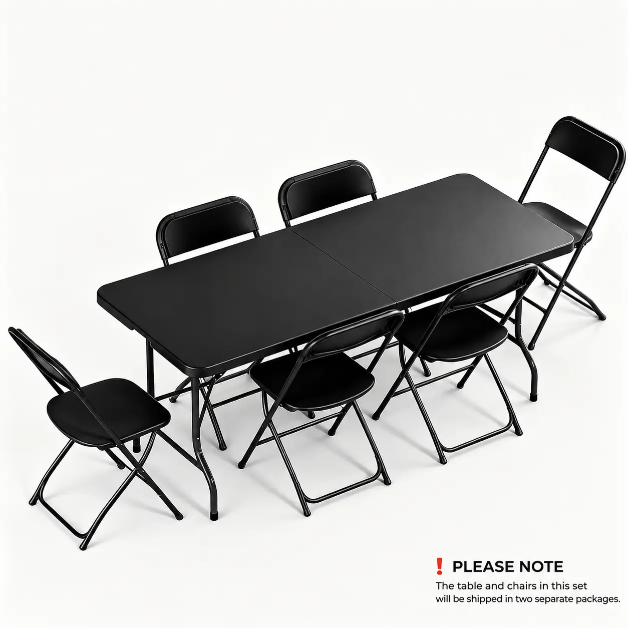 7-Piece Folding Table and Chairs Set, 6FT Table with 6 Plastic Folding Chairs, Heavy Duty for Party, Picnic,Events,Dining & Outdoor Use