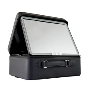 Baia  Travel Makeup Bag, Baia (Nude) - Hard Shell Storage Organizer with Large LED Lighted Mirror - Store, Organize & Travel - Beauty Cosmetics & Toiletry Essentials