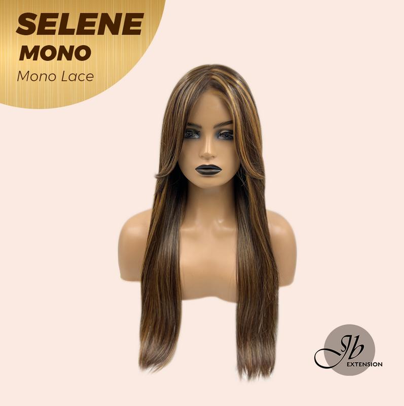 JBEXTENSION SELENE MONO Monofilament Handmade Wig 6X5 Full Monofilament Hand Tied Top Wig 25 Inches Caramel Mono Lace Wig With Anti-slip Silicone Strips Glueless Wig SELENE MONO【BENDY EAR TABS】