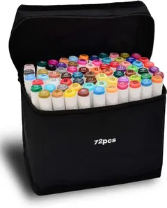 72pcs Colors Dual Tip Art Markers, Alcohol Based, Highlighter Pen, Sketch Drawing, Chisel/Fine Twin Tips, For Adult Coloring Markers, Triangular Shape