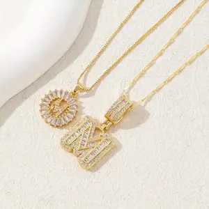 Initial Letter Pendant Necklaces for Women Zirconia Alphabet Necklace Fashion Jewelry for Parties & Birthdays Daily Wear
