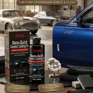 ZYKR Nano-Quick Ceramic Coating Pro for automobiles, featuring advanced ceramic technology for dust-proof glass effect and lasting luster. 300 ml.