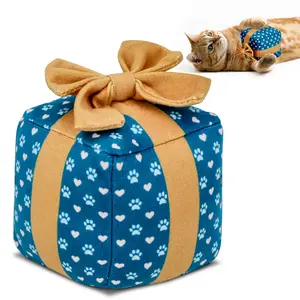 Cat Gift Box Catnip Toy – Fun Cat Christmas Present and Kitty Stocking Stuffer, Premium Catnip and Engaging Crinkle