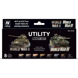 212 MAIN Vallejo VJP70201 Utility Paint Set, Art Color Set with WWII Colors for Miniature Painting, Office Stationery & School Supplies