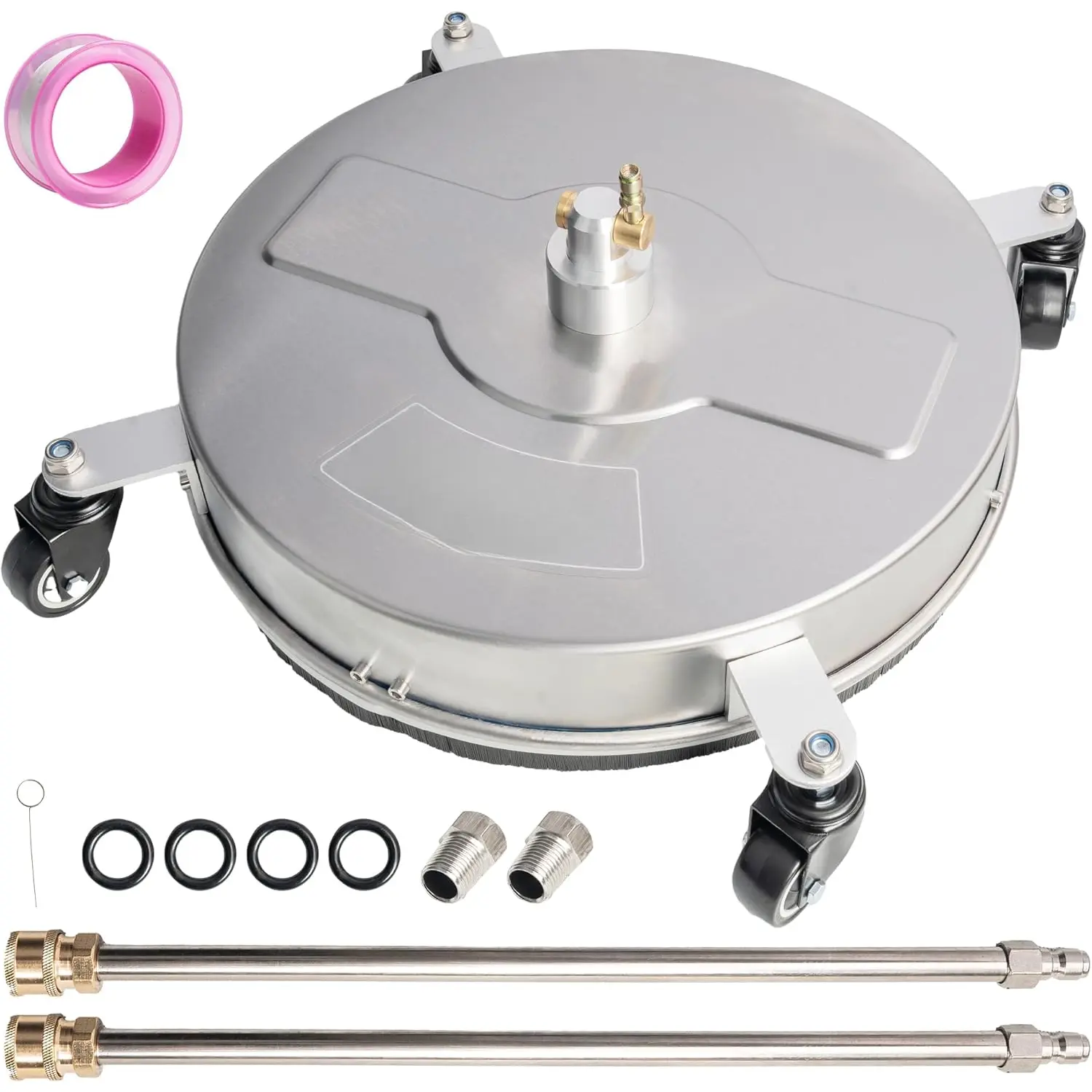 WrenchWizard 19" Pressure Washer Surface Cleaner, Stainless Steel Surface Cleaner with 4 Wheels for Concrete, Patio, Sidewalk, Deck, Pathway 1/4" Quick Connector, 2 Extension Wand, 4000 PSI
