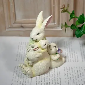 Mother Rabbit and Baby Bunny Sculpture, Home Decor Statue, Easter Resin Figurine, Cute Rabbit Decorations, Holiday Decoration, 1 Piece
