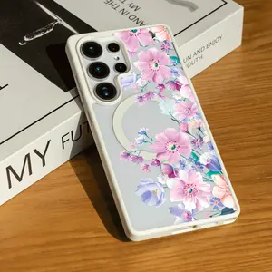 Floral Watercolor Phone Case for SAMSUNG S22/S23/24/25/ULTRA/PLUS  Matte Magnetic Phone Case Matte touch Zero burden to use Acrylic Wireless