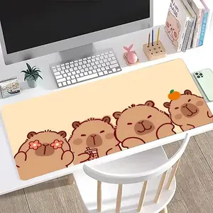 Cute Capybara Desk Mat Mouse Pad, Kawaii Student Desk Mousepad with Smooth Surface, Anti-Slip Rubber Base, Extended Keyboard Mousepad for Office and Home Setup ideal gift