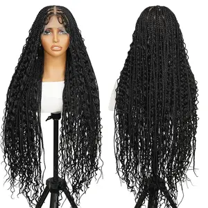 Valentine Musts SuperNova 36 Inches Full Lace Premium Synthetic Fiber Bohemian Box Braided Wigs Knotless Glueless Boho FallFreshness