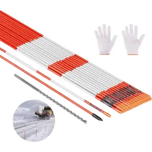 VEVOR Driveway Markers, 50 PCS 48 inch, 0.31 inch Diameter, Orange Fiberglass Poles Snow Stakes with Reflective Tape, 12 Steel Drill Bit Protection Gloves for Parking Lots, Walkways Easy VisibilityVEVOR Super Brand Day