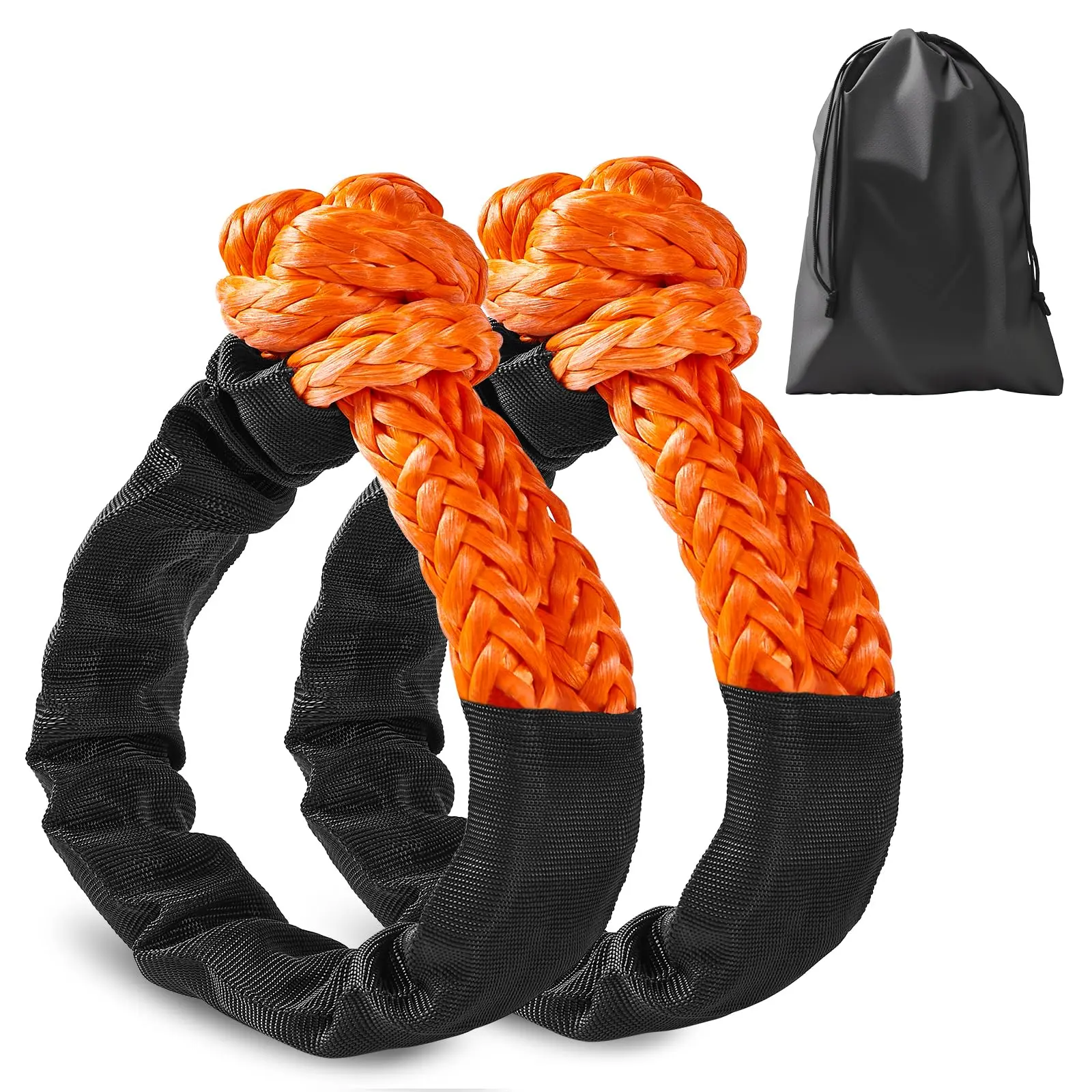 2 Pack Soft Shackle, 1/2,3/8" X 22 Inch 38,000 LBS Breaking Strength,Synthetic Soft Shackle Rope with Sleeves for SUV,ATV,Truck,4X4 Truck Jeep, Safer Than Metal Shackle
