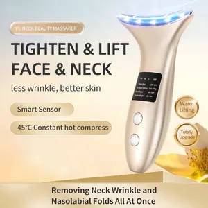 IPL Neck Beauty Massager with Smart Sensor 45C Hot Compress for Reduced Wrinkles Warm Lifting Total Upgrade for Face & Neck Tighten Lift