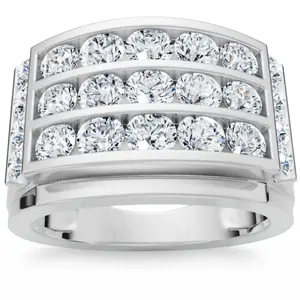 2Ct Men's Diamond Ring in 14k Gold Lab Grown Multi-Row Channel Set