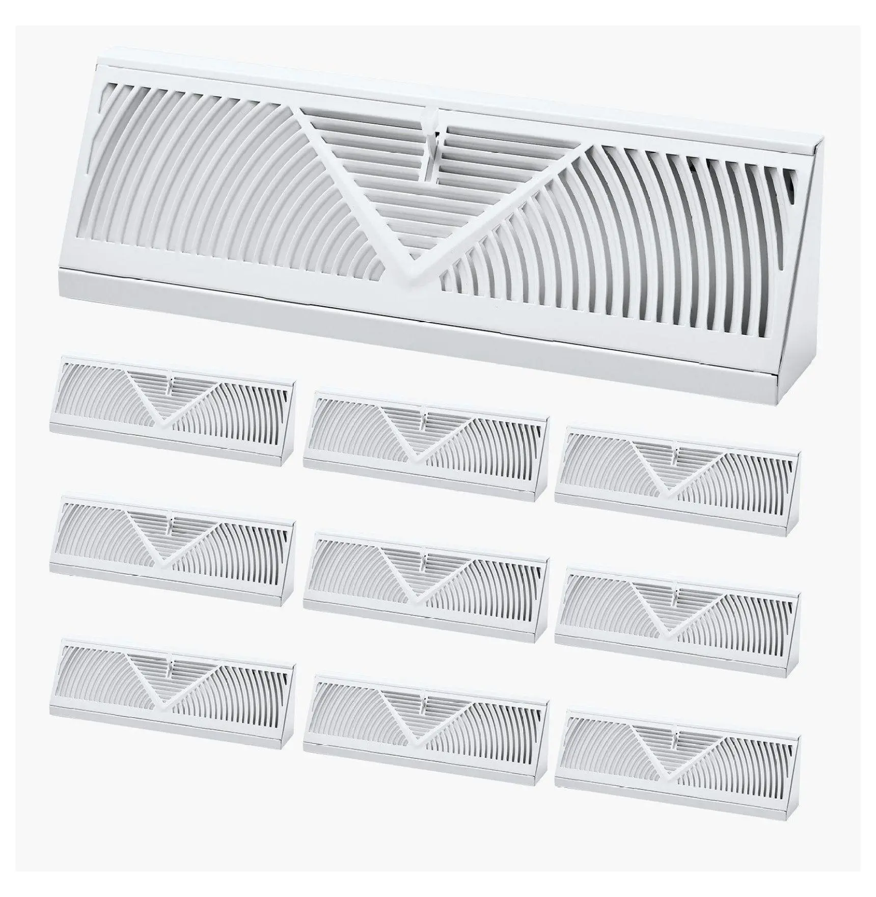 15 Inch Floor Registers, 10 Pack HVAC Floor Vents - Heavy Duty Walkable Iron Air Vents - Rustproof Adjustable Metal Damper - White 6/White/15 inch
