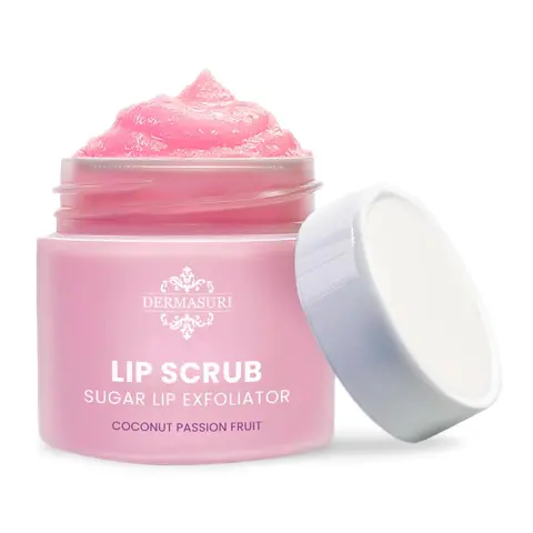 Dermasuri - Lip Exfoliator Scrub & Moisturizer - Sugar Scrubs for Soft Smooth Lips, Overnight Hydration, Brighten Dark Lips - Stocking Stuffer Gifts for Women - Coconut Passion Fruit Flavor- 20g/0.7oz