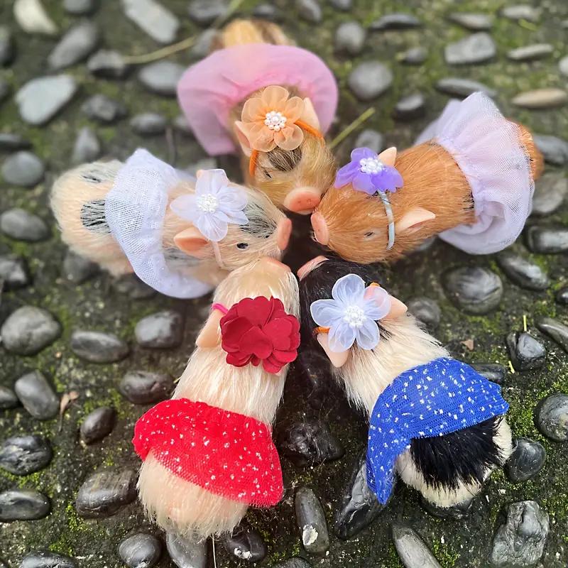5inch/12cm 5 Styles Cute Mini Piglets Full Body Silicone Dolls with 3 Sets Mini Outfits for Each Lovely Piglet Doll Handmade Painted Newborn Dolls Perfect Gifts For Birthday