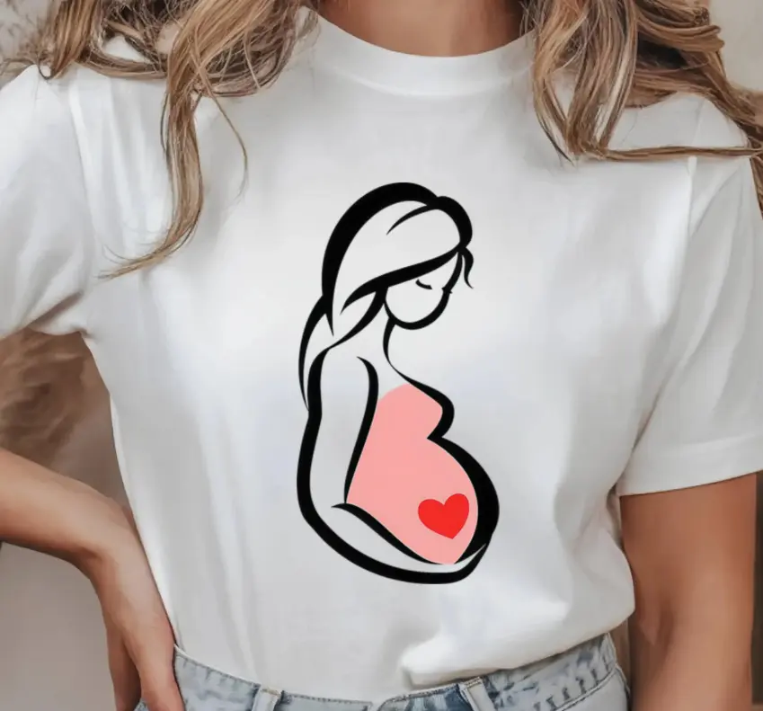 Women's Maternity T-Shirt - Custom Clothes, Comfortable Bump Print, Casual Loose Fit, Short Sleeve, S-4XL Sizes, 3Xl, Contact Us Immediately