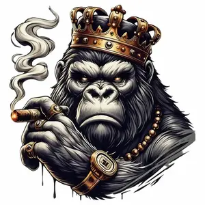 1/2/3PCS King Gorilla Hip-Hop Graffiti DTF Transfer Patches - Iron-On Heat Press Suitable for T-Shirts, Backpacks, Caps | Washable Gorilla Gangster Ape Streetwear Design, DIY Clothing Decals, 2D Flat