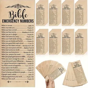 [Inspirational Bible Verse Bookmarks] 100pcs Brown Paper Bible Verse Bookmarks - Inspirational Emergency Numbers for Church & Sunday School Supplies, Religious Gifts