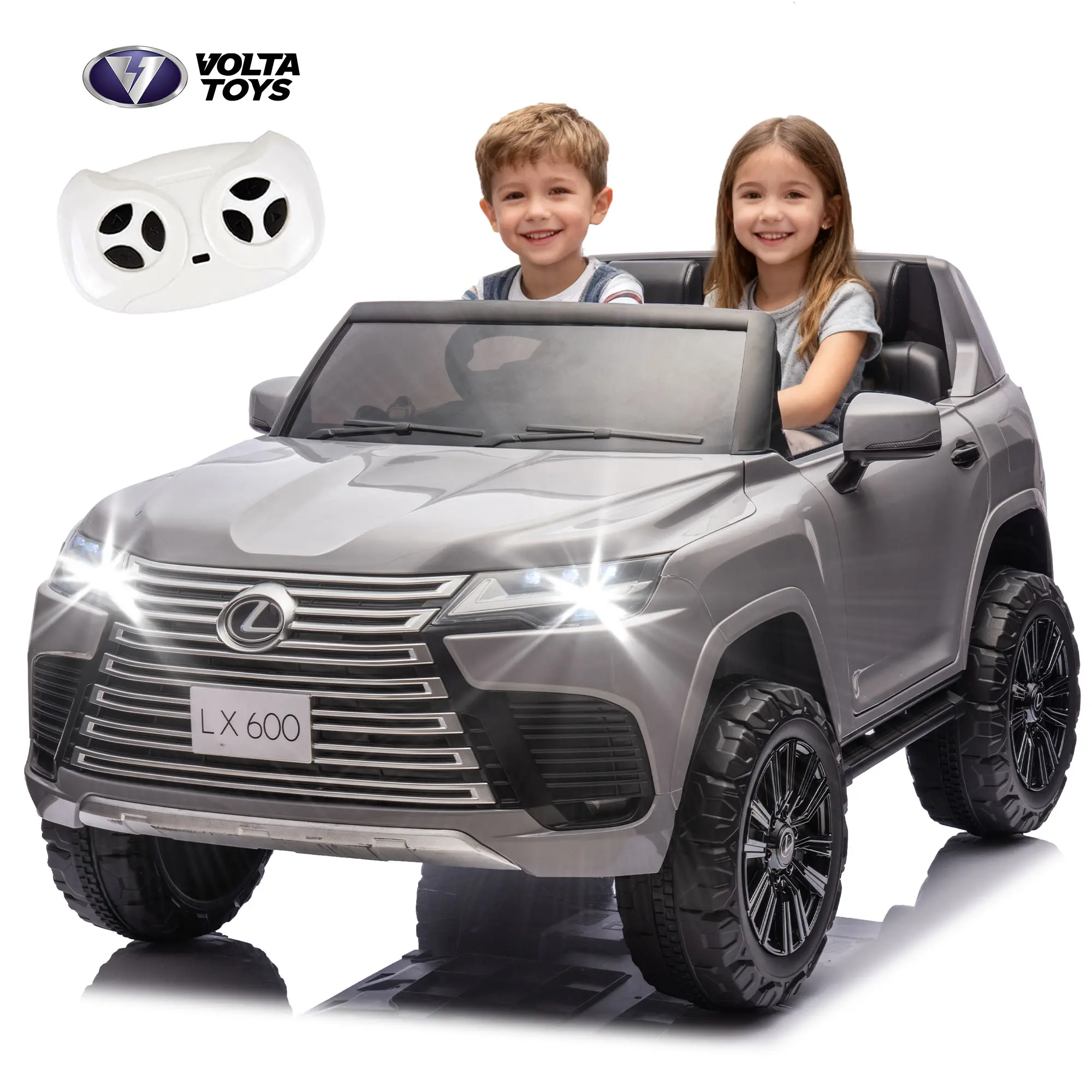 24V Licensed Lexus LX600 2-Seater Ride-On Toddler Car for Big Kids (3-7 Years) - Parental Remote Control, 4-Wheel Suspension, LED Lighting, Bluetooth Music, Built-In Power Display, Polypropylene Wheels, Kids Gifts Electric Toy for Boys Girls