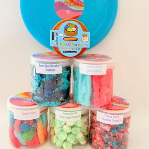 Ultimate Candy summer Six-Pack with 5 candy favorites in convenient 8 oz jars, plus a fun surprise squishy and frisbee. Sweet, sour, crunchy snack prefect for summer camp gift