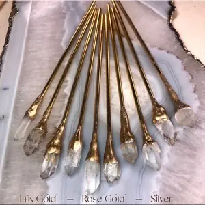 Herkimer Diamond Hair Stick 14k Gold - Rose Gold Hair Stick - Silver Hair Stick - Gift for Her