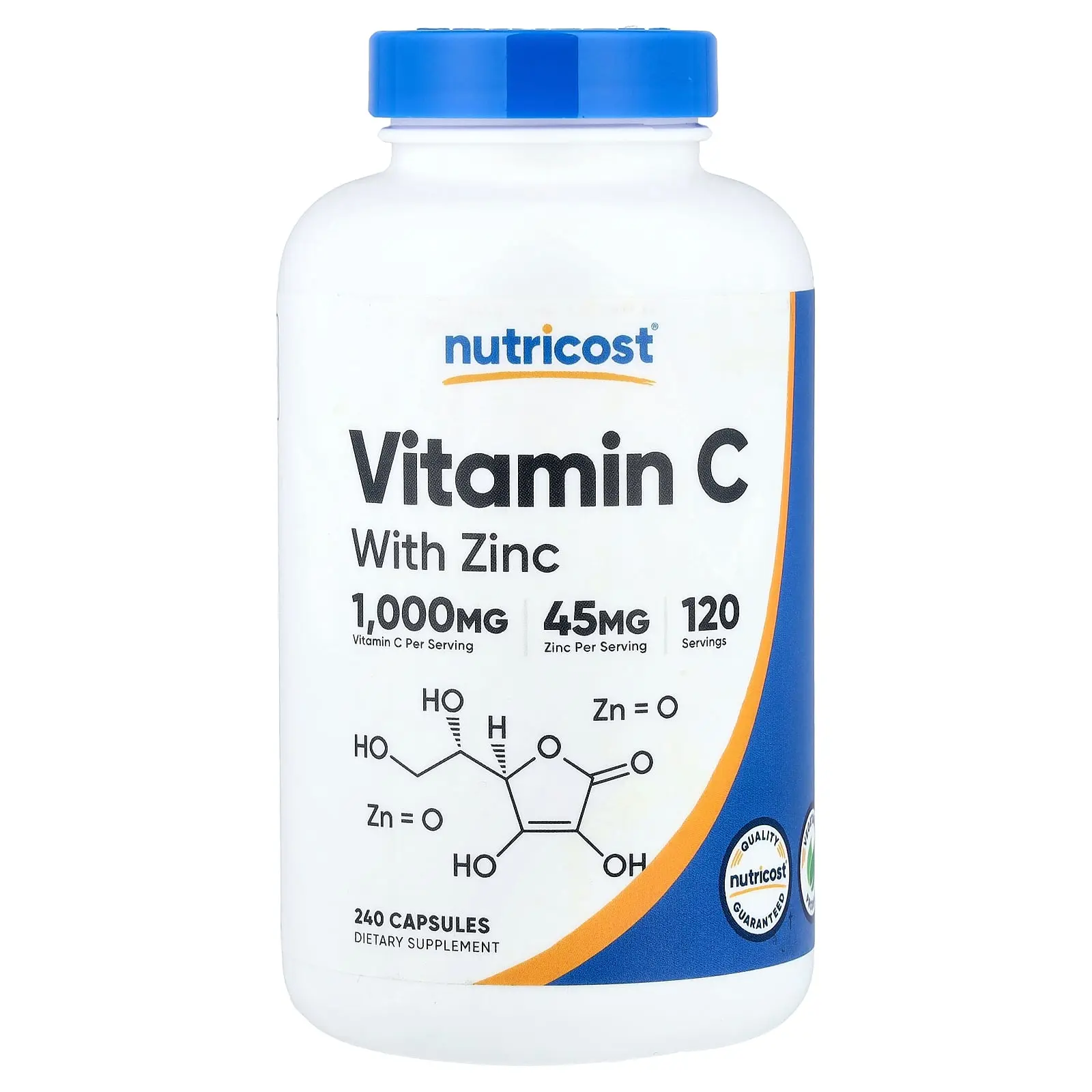 Nutricost Vitamin C with Zinc, 240 Capsules