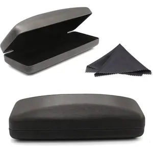 Unisex Classic PU-Metal Hard Shell Eyeglass Case, Scratch-Free Design, Comes with Matching Cleaning Cloth (Includes Unisex Names)
