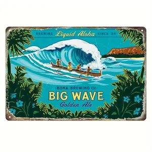 8x12 Inch Aluminum Kona Brewing Co. Big Wave Golden Ale Vintage Decor Metal Sign