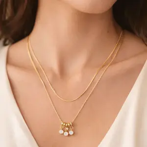 Trio Spark Necklace for Women – Gold Plated Stainless Steel Triple Pendant | Elegant Minimal Layered Jewelry | 18 Inch