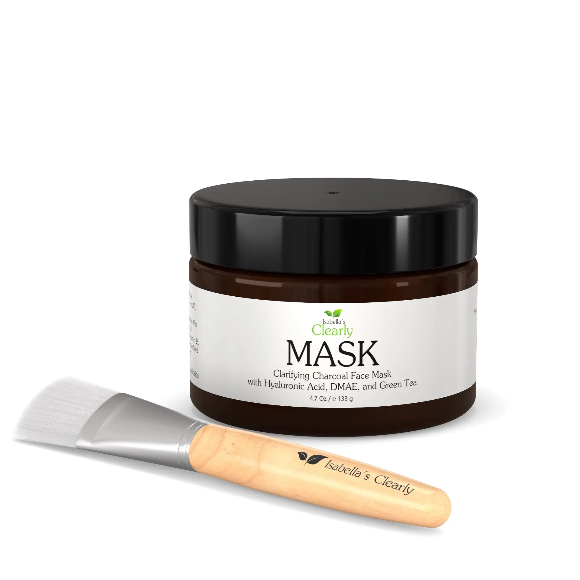 Charcoal Face Mask with Hyaluronic Acid | Clarifying Mask for Smooth, Refreshed-Looking Skin | Hydrating Face Mask with Applicator Brush (Isabella's Clearly MASK)