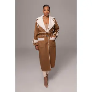 Tan Suede And Sherpa Reversible Coat