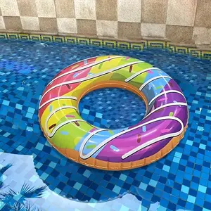 PVC Ice Cream Donut Swim Ring, Dual-Use Sitting and Lying, Perfect for Summer Pool Parties, Water Fun Beach Activities, Outdoor Events