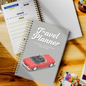 Travel Journal - Undated A5 Spiral Planner and Memory Book with Itinerary Layouts, Packing Checklists, and Dotted Pages for a Beautiful and Functional Trip Organizer