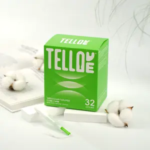 TELLOVE Tampons 32 Count Super Absorbency  Natural Organic Cotton Multipack | Unscented & Leakproof-A