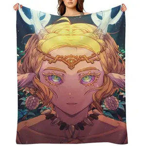 Zelda Throw Blanket For Men Winter Nap Elf Ear Princess Colorful Eyes Flannel Fleece Blankets Womens Super Soft Bedding Throws Office Camping Air Conditioned Quilt All Seasons Home Decor Boys Girls Christmas Holiday Gift Cozy Blanket
