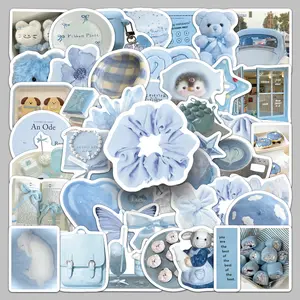 50pcs light blue wind cartoon trend small fresh creative stickers scooter album guitar personality decorative stickers