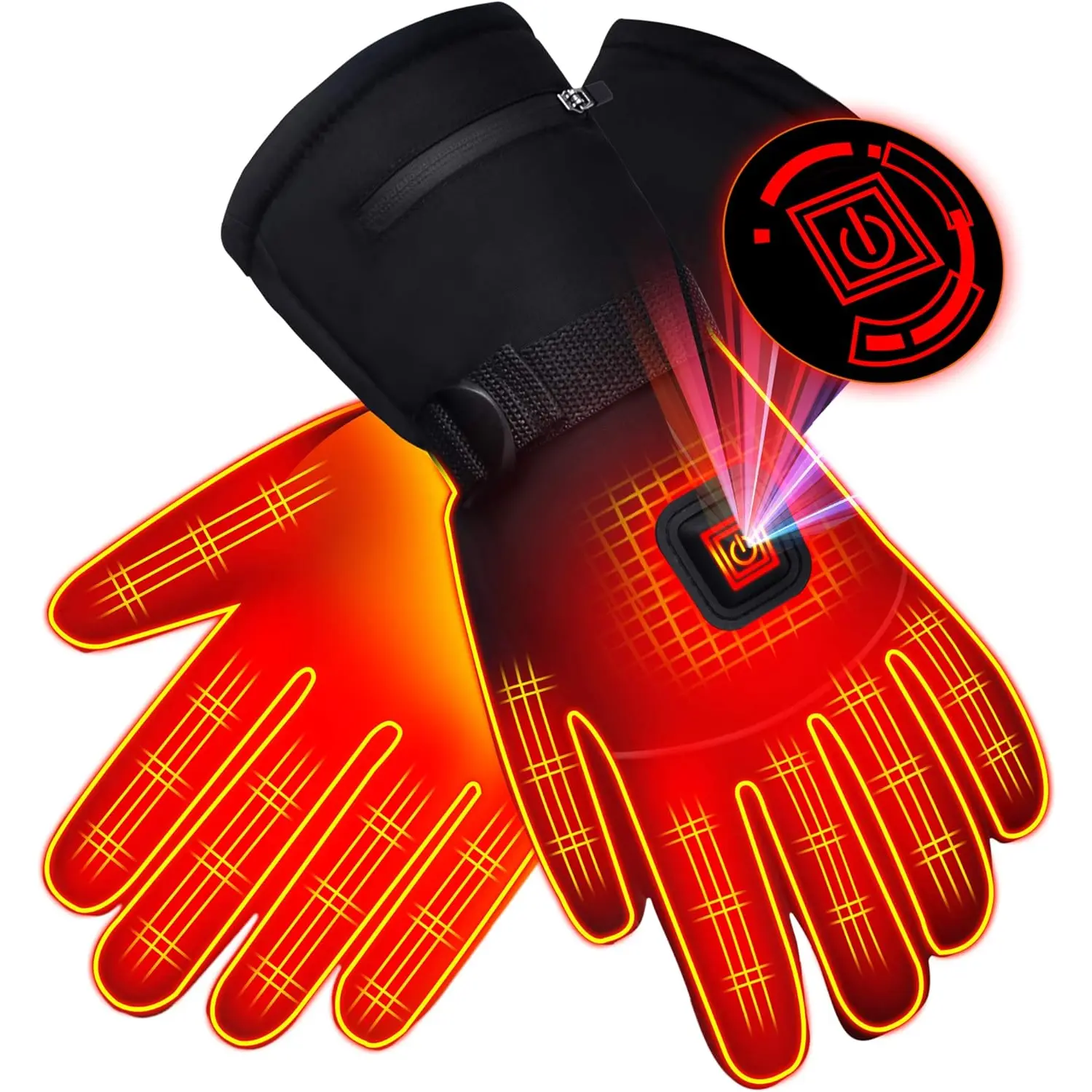 Electric Rechargeable Battery Power Waterproof Touchscreen Heated Gloves for Men Women, 3 Heating Temperature Adjustable Thermal Gloves for Skiing Hunting Fishing Camping Cycling SPRING