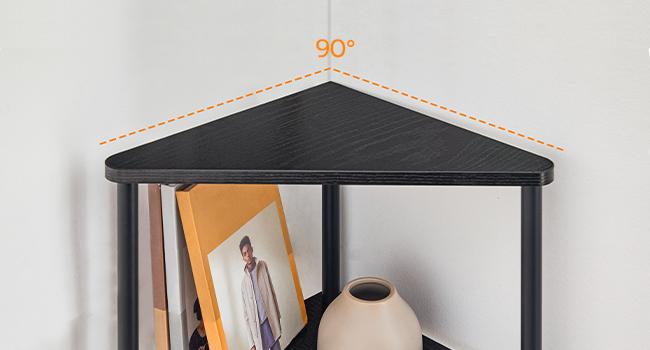 HOOBRO Corner Shelf Stand, Industrial 6-Tier Corner Bookshelf with Metal Frame, Bookcase, Plant Display Stand for Small Spaces, Living Room, Black