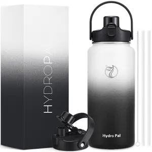 64oz Double-Wall Insulated Stainless Steel Bottle – 2-in-1 Lid (Chug & Straw) , Handle & Leak-Proof