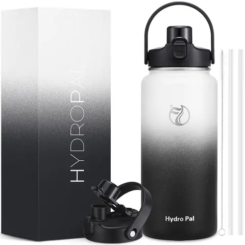Hydropal 64oz Insulated Stainless Steel Water Bottle - BPA-Free Portable Tumbler with 2-in-1 Silicone Chug & Straw Lid, Leakproof Insulation for Outdoor Drink Use (for Adults)