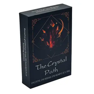 Crystal Path Oracle Cards Set, 50 Healing Stones with Wisdom Divination Messages and Guidance, 13x8cm Size, Perfect for Meditation & Spirituality, Crystal Tarot Card