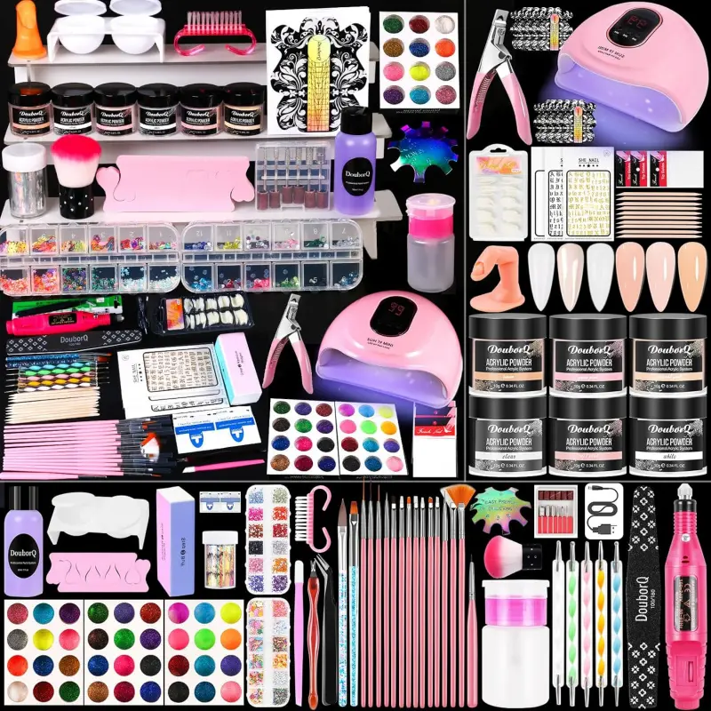 Acrylic Nail Kit With Drill And U V Light Full Nail Kit Set Professional Nail Starter Kit For Beginners Acrylic With Everything, Nail Polish, Brush