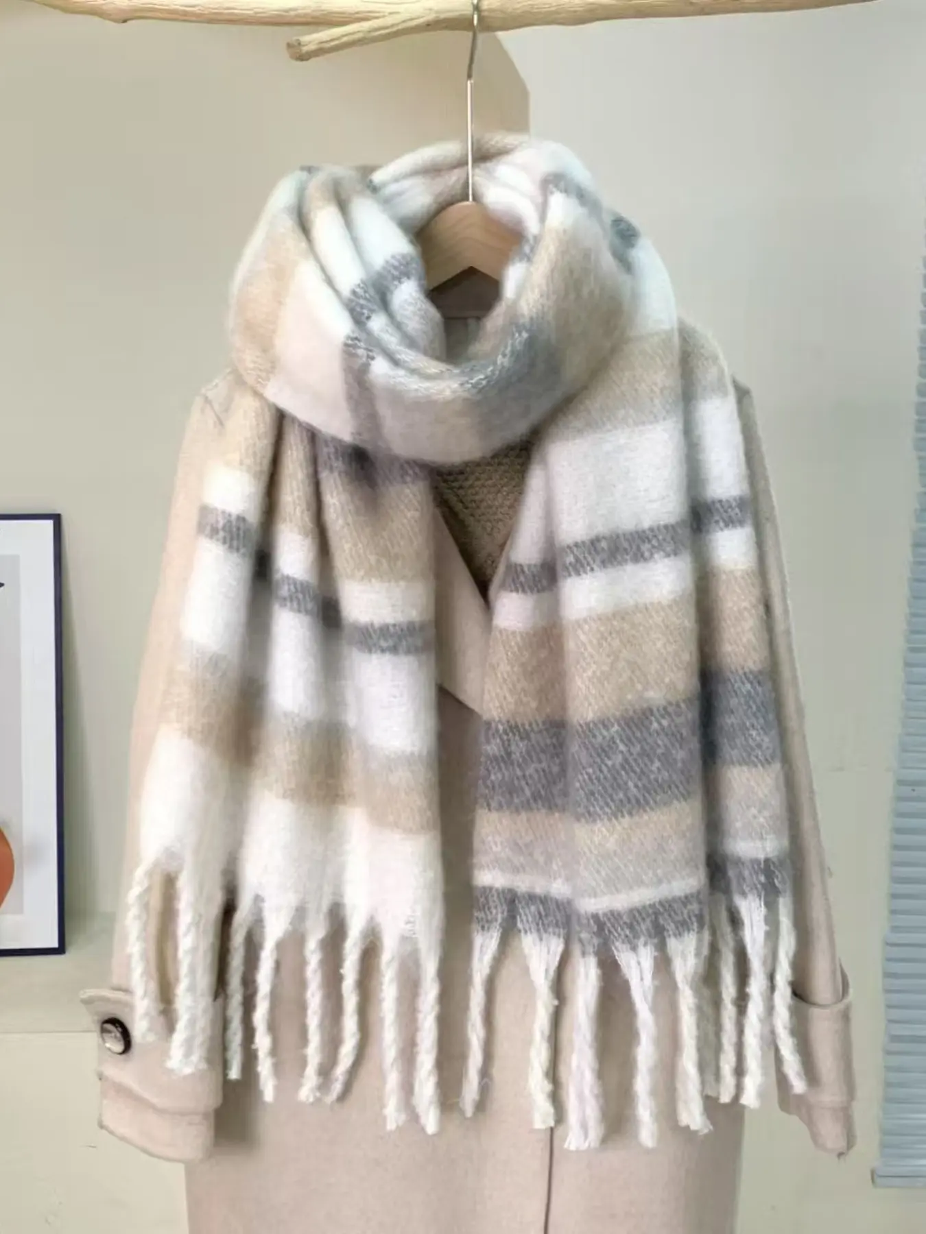 Women's Winter Scarf, Thickened Mohair Plush Shawl, Korean Style Versatile Design, Perfect for Autumn & Winter Seasons