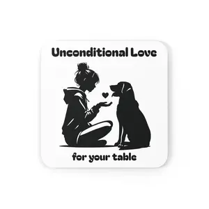 Cute Cork Back Coaster for Dog Lovers, Pet Friendly Home Decor, Gift for Dog Owners, Table Protection, Unconditional Love Dog Coaster