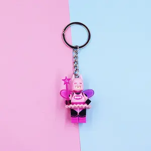 2PCS Cartoon Anime Keychain Doll Cartoon Animation Minifigure Keyring School Bag Pendant Trendy Bag Keychain Accessories